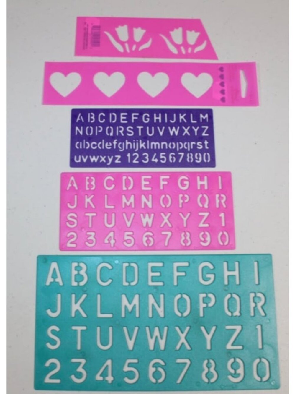 6-Piece Plastic Alphabet, Number & Shape Stencil Set